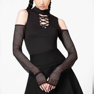 Killstar Cropped Lace Up Top